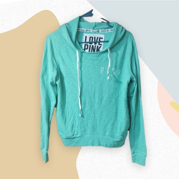 VICTORIA'S SECRET • LOVE PINK • Light Green Hooded Sweatshirt - Picture 1 of 4